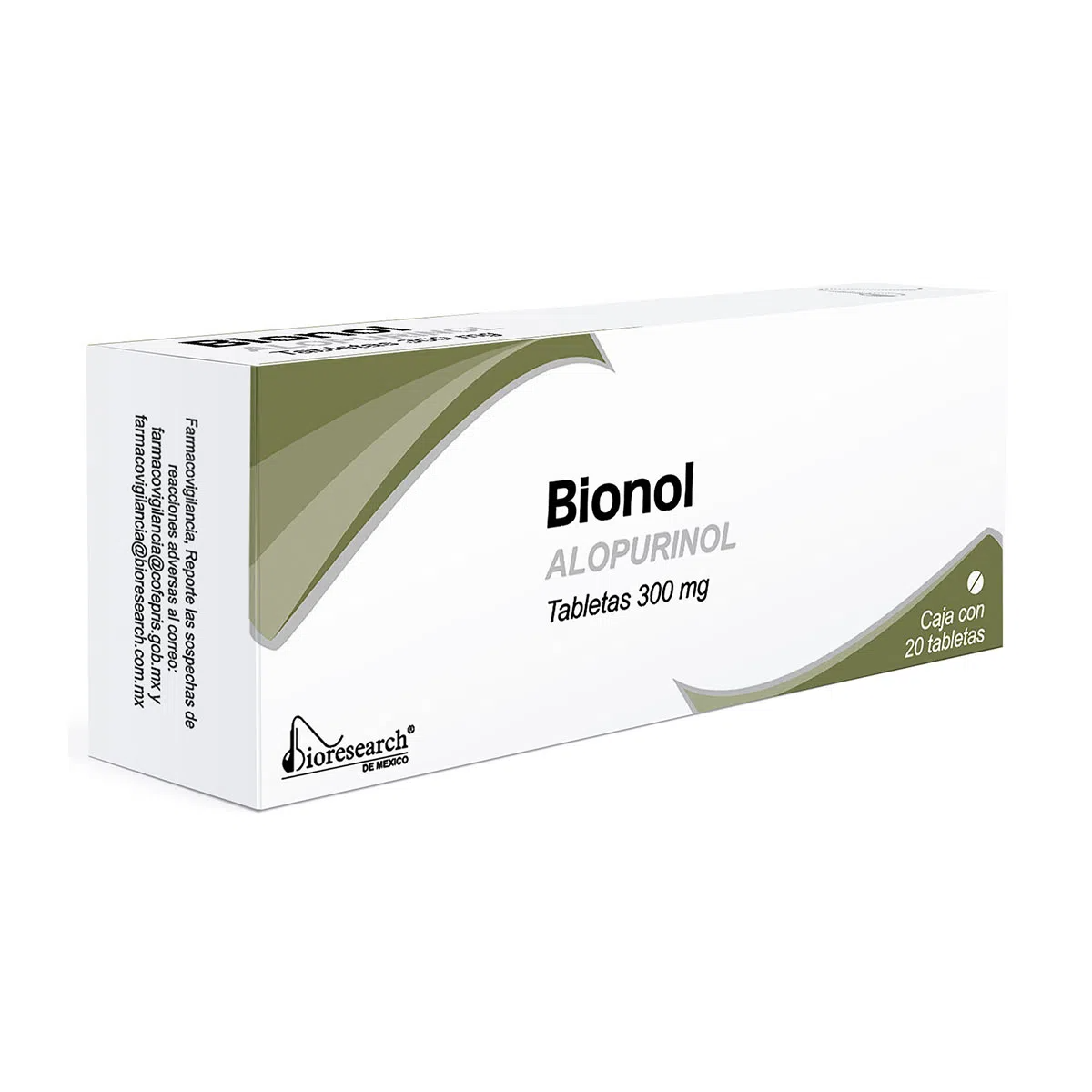 Bionol 20 tabletas, Lab. Bioresearch (Alopurinol 300 mg)