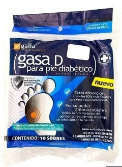 Gasa D para pie Diabético 10 sobres, Galia