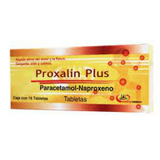 Proxalin Plus 16 tabletas, Lab. Degort's (Paracetamol 300 mg, Naproxeno 250 mg)