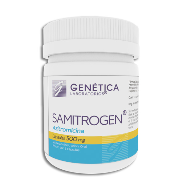 Samitrogen 6 cápsulas, Lab. Genética (Azitromicina 500 mg)