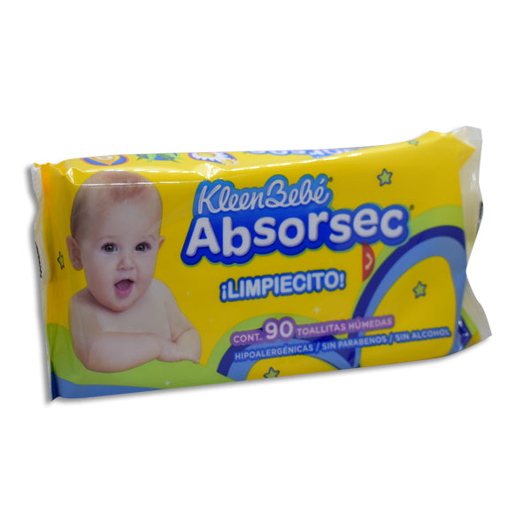 Toallitas Húmedas Kleen Bebé Absorsec 90 toallitas