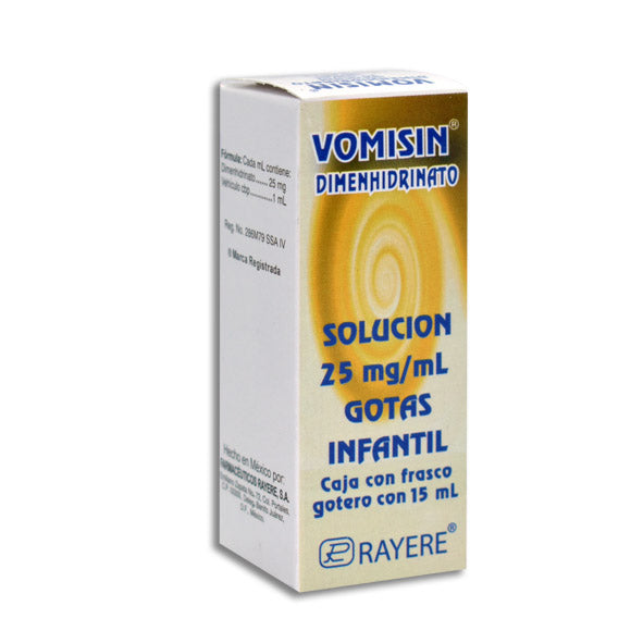 Vomisin Solución Gotas 15 ml, Lab. Rayere (Dimenhidrinato 25 mg / 1 ml)