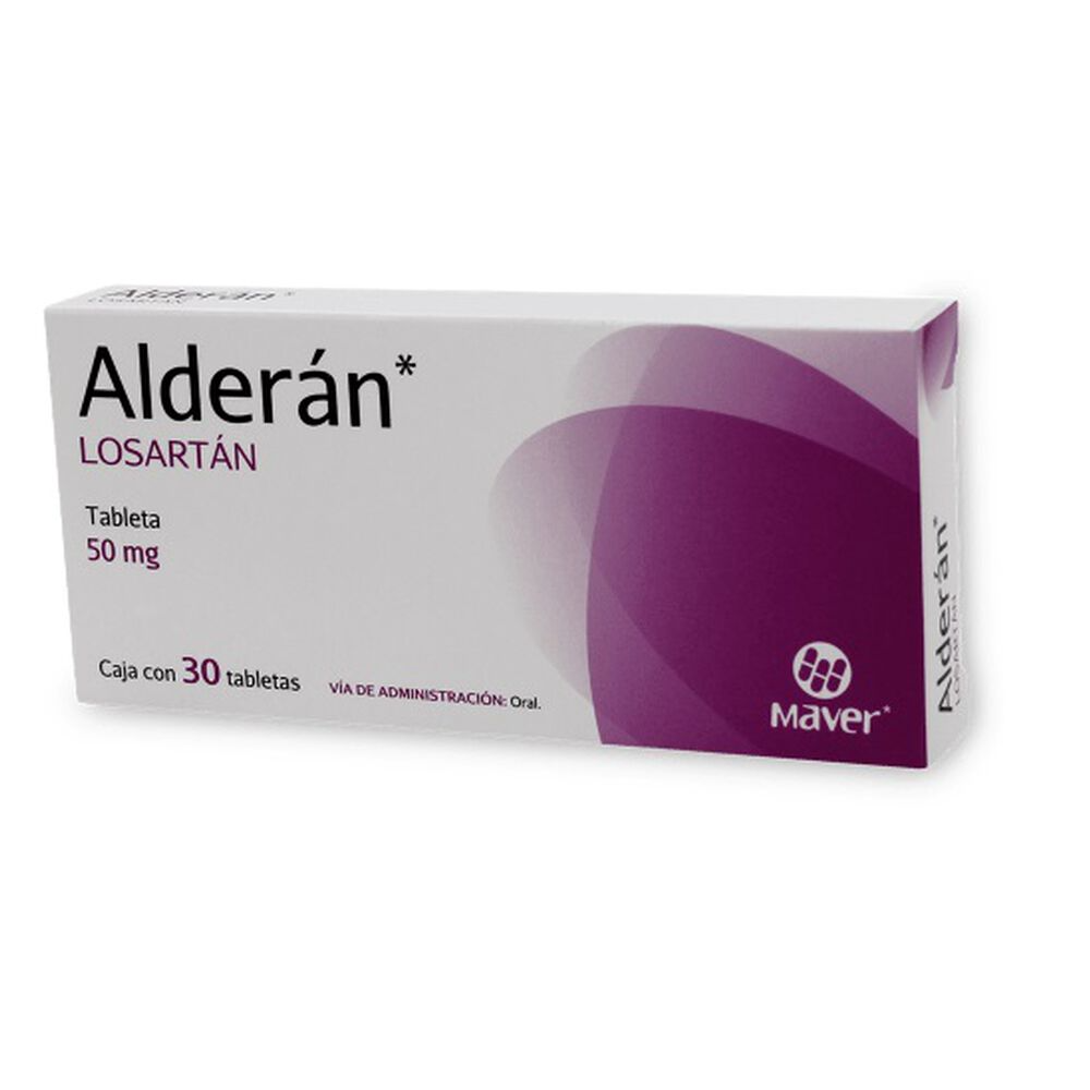 Alderán 30 tabletas, Lab. Maver (Losartán 50 mg)