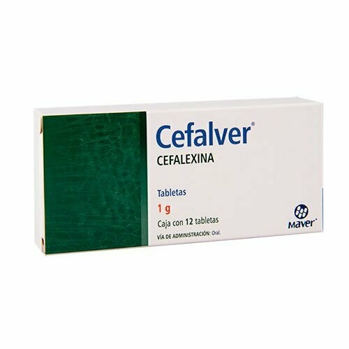 Cefalver 12 tabletas, Lab. Maver (Cefalexina 1 g)