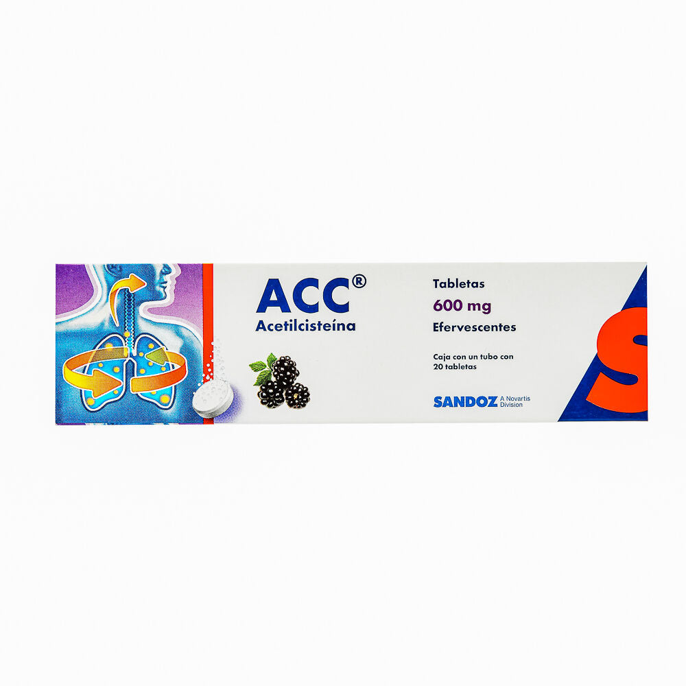 ACC 20 tabletas efervescentes, Lab. Sandoz (Acetilcisteína 600 mg)