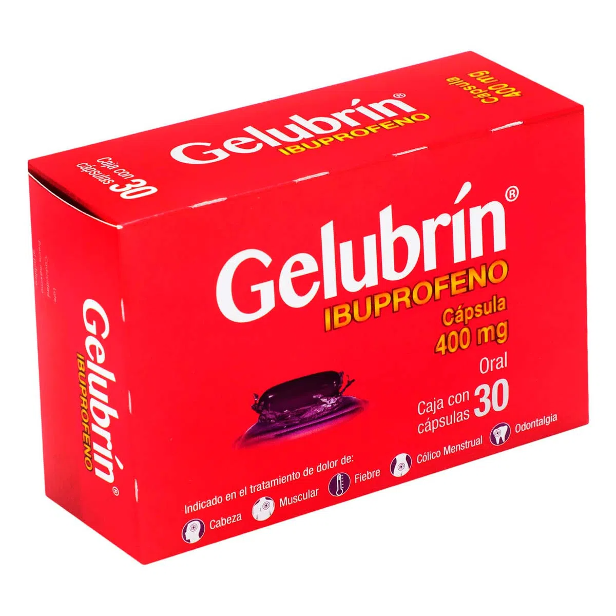 Gelubrín 30 Cápsulas Lab. Progela (Ibuprofeno 400.000 mg)