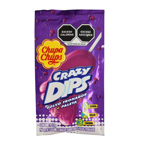 Crazy Dips Paleta sabor Uva 12 g, Chupa Chups