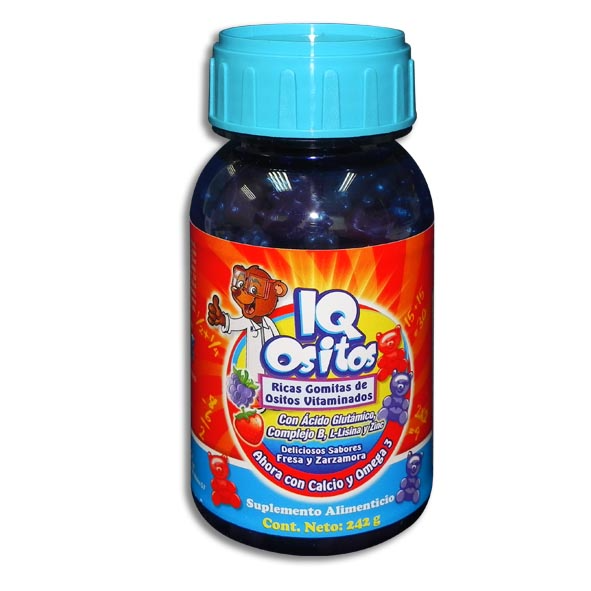 Fort Q Ositos Azul 110 Gomitas, Lab. Natutech (Ácido Fólico, Calcio, Ácido Glutámico, Ácido Ascórbico, Ácido nicotínico, Omega 3, Zinc, Cianocobalamina, Piridoxina (Vitamina B6), Riboflavina, Tiamina)