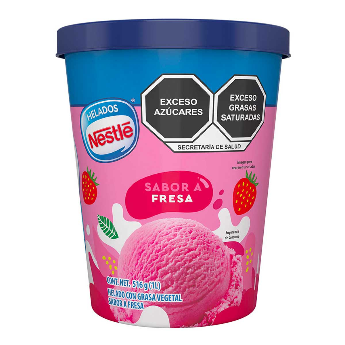 Bote de helado sabor fresa 516g / 1 L, Helados Nestlé