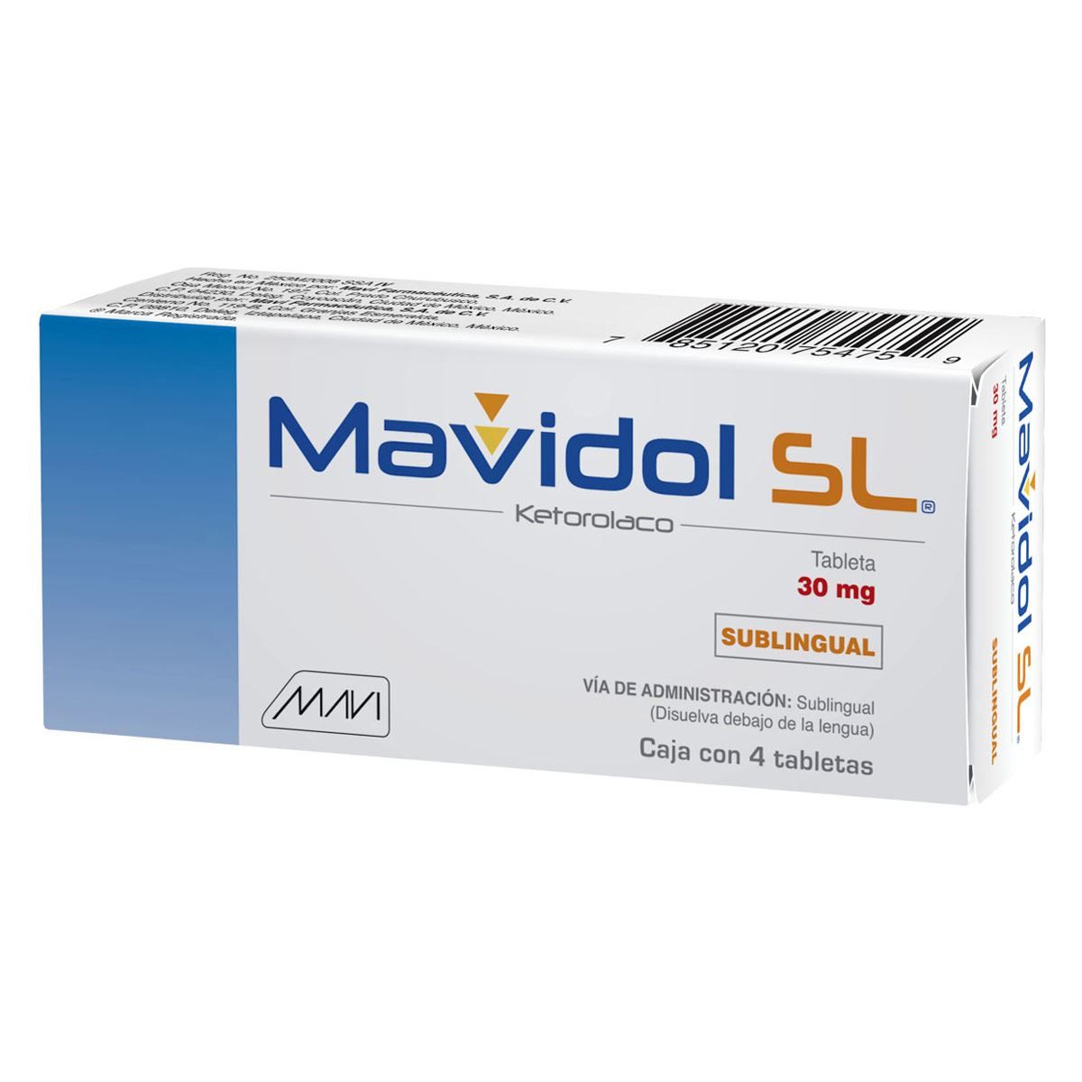 Mavidol SL 4 Tabletas (Sublinguales) Lab. Mavi (Ketorolaco 30.000 mg)