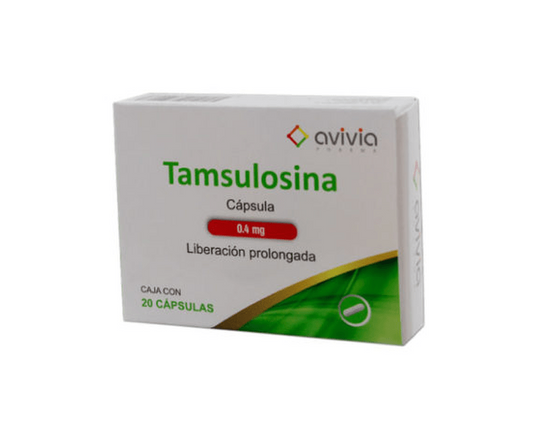 Tamsulosina 20 cápsulas, Lab. Avivia (Tamsulosina 0.4mg)