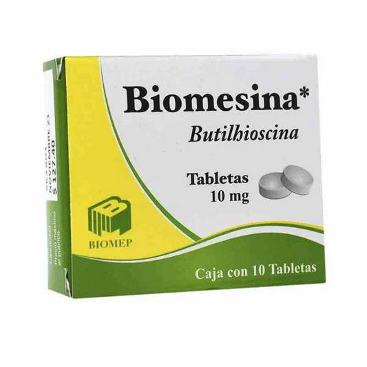 Biomesina 10 Tabletas, Lab. Biomep (Butilhioscina 10.000 mg)