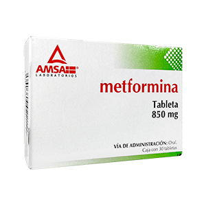 Metformina 30 tabletas, Lab. AMSA (Metformina 850 mg)