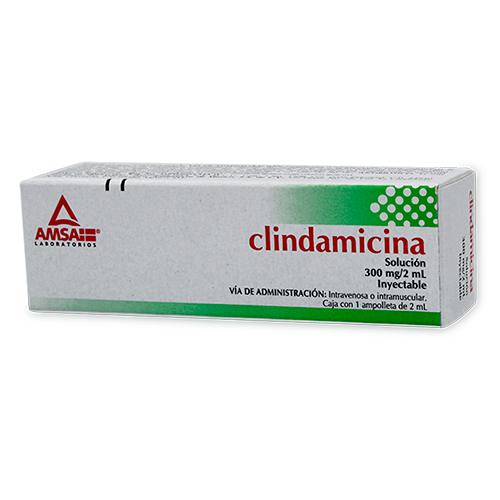 Clindamicina Solución Inyectable 2 ml, Lab. AMSA (Clindamicina 300 mg / 2 ml)