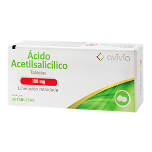 Ácido acetilsalicílico 30 tabletas liberación prolongada, Lab. Avivia (Ácido acetilsalicílico)