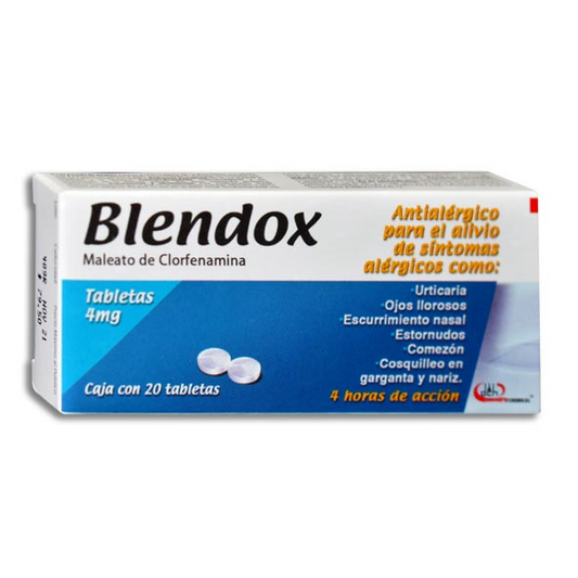 Blendox 20 tabletas, Lab. Degort's (Clorfenamina 4 mg)