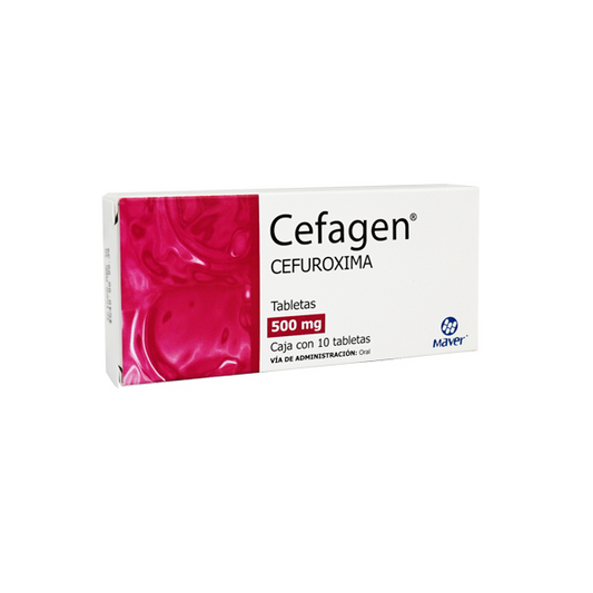 Cefagen 10 tabletas, Lab. Maver (Cefuroxima 500 mg)