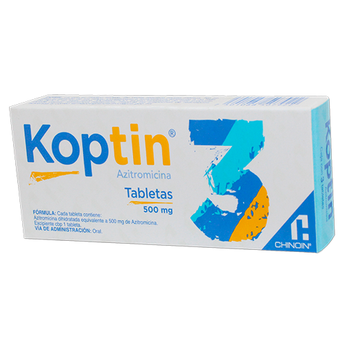 Koptin 3 tabletas, Lab. Chinoin (Azitromicina 500 mg)