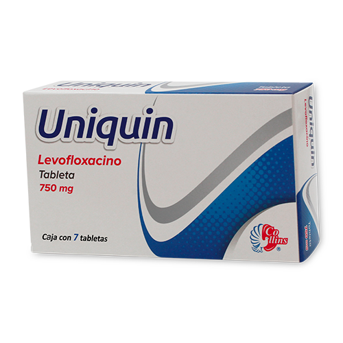 Uniquin 750 mg caja con 7 tabletas, Lab Collins (Levofloxacino)