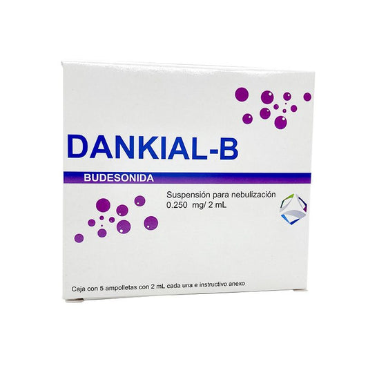 Dankial-B 5 ampolletas de 2 ml Suspensión para nebulizar, Lab. Dankel (Budesonida 0.250 mg / 1 ml)