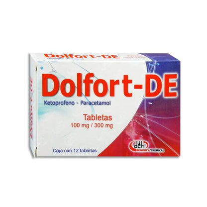 Dolfort-DE 12 Tabletas Lab. Degort's Chemical (Paracetamol 300.000 mg , Ketoprofeno 100.000 mg)