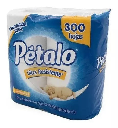 Papel Higiénico Pétalo Ultra Resistente 300 hojas 4 rollos, Kimberly Clark