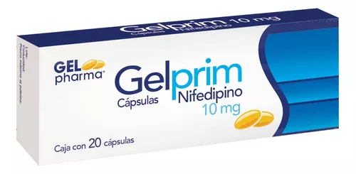 Gelprim 20 cápsulas de gel, Lab. Gelpharma (Nifedipino 10 mg)