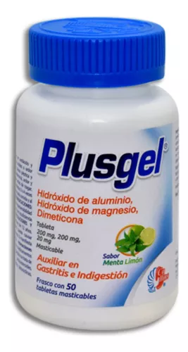 Plusgel 50 Tabletas (masticables), Lab. Collins (Hidróxido de Aluminio 200.000 mg , Hidróxido de Magnesio 200.000 mg , Dimeticona 20.000 mg)