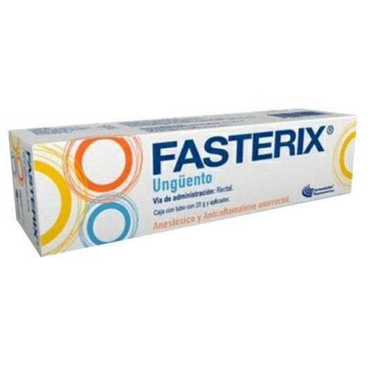 Fasterix Ungüento 20 g, Lab. Farmacéutica Hispanoamericana (Lidocaína 5 g, Hidrocortisona 0.25 g, Subacetato de Aluminio 3.5 g, Óxido de Zinc 18 g / 100 g)