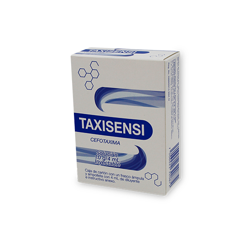 Taxisensi Solución Inyectable 4 ml Intramuscular o IV, Lab. Jayor (Cefotaxima 1 g / 4 ml)