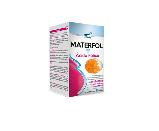 Materfol 90 Tab. Tabletas Lab. CMD (Ácido Fólico 400.000 mcg)