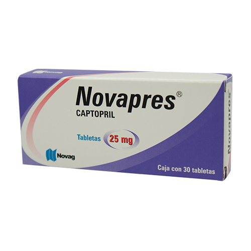 Novapres 30 tabletas, Lab. Novag (Captopril 25 mg)