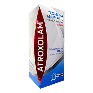 Atroxolam Jarabe 150 ml, Lab. Novag (Teofilina 7 mg, Ambroxol 1.5 mg / 1 ml)