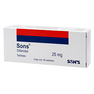 Difenidol 30 tabletas, Lab. Son's (DIFENIDOL 25MG)