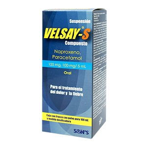 Velsay-S Suspensión para reconstituir 100 ml, Lab. Son's (Naproxeno 125 mg, Paracetamol 100 mg / 5 ml)