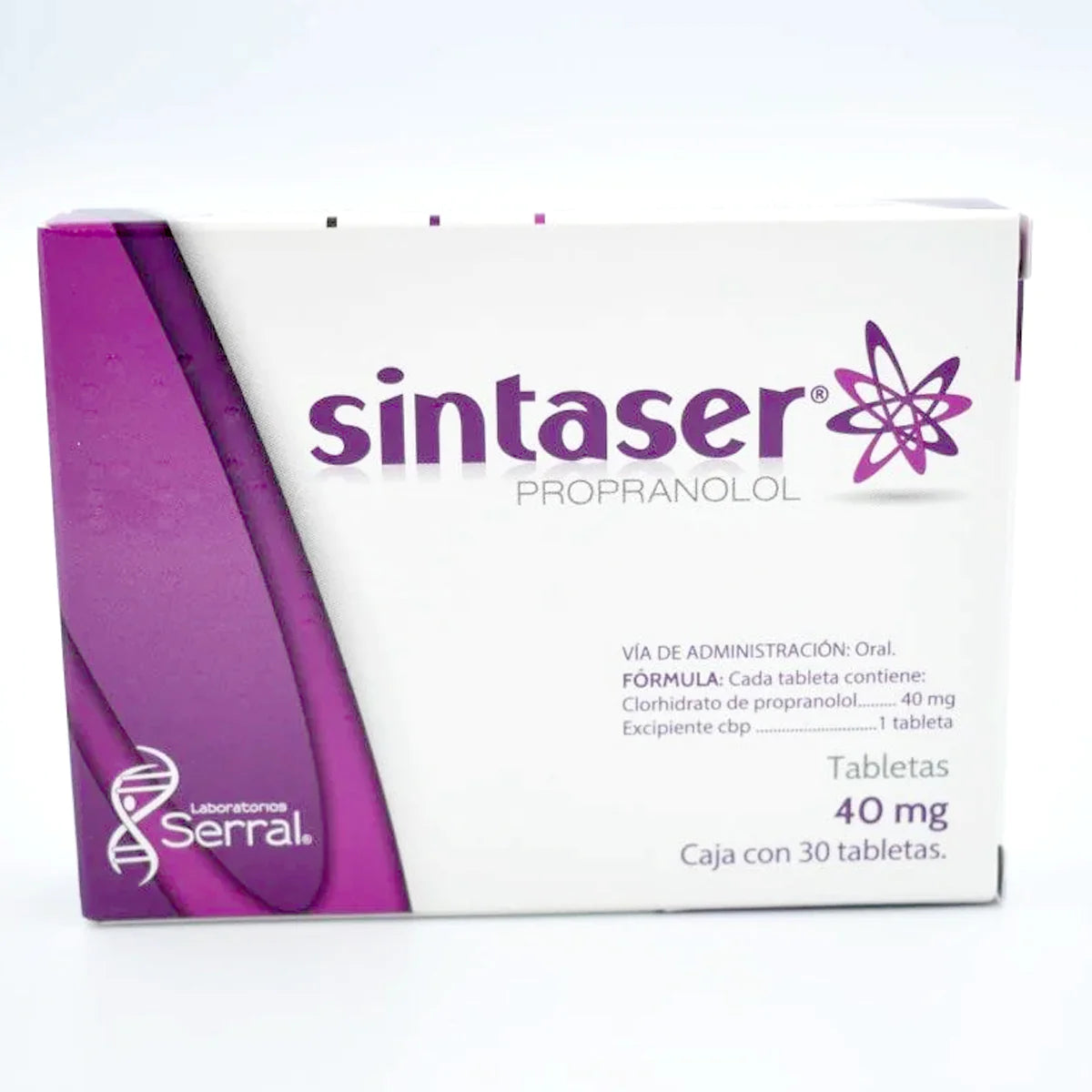 Sintaser 30 tab. Tabletas Lab. Serral (Propranolol 40.000 mg)