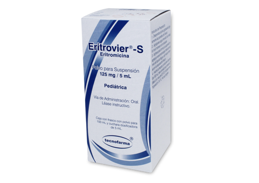 Eritrovier-S Suspensión 100 ml, Lab. Tecnofarma (Eritromicina 125 mg / 5 ml)