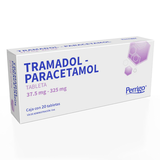 Tramadol / Paracetamol 20 tabletas, Lab. Perrigo (Tramadol 37.5mg, Paracetamol 325 mg)