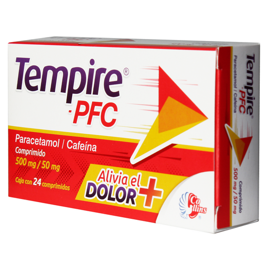 Tempire PFC 24 comprimidos, Lab. Collins (Paracetamol 500 mg, Cafeína 50 mg)