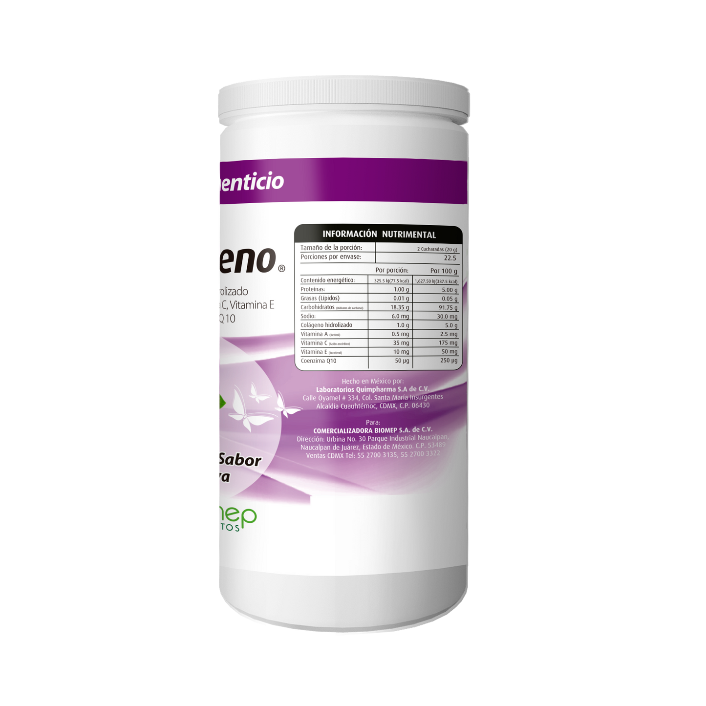 Bio-Colágeno Polvo 450 g, Lab. Biomep (Colágeno Hidrolizado Vitamina A , Vitamina C , Vitamina E , Coenzima Q 10)