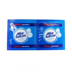 Alka-seltzer tabletas efervecentes 1 par, Lab. Bayer (Bicarbonato de sodio 1.976 g, Ácido cítrico 1 g, Ácido Acetilsalicílico 0.324 g)