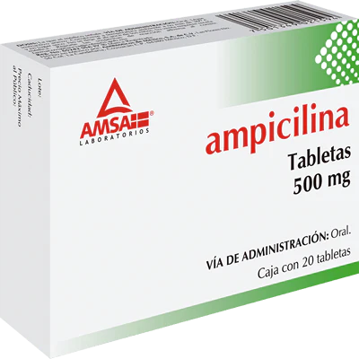 AMPICILINA 500MG 20 TABLETAS, LAB AMSA