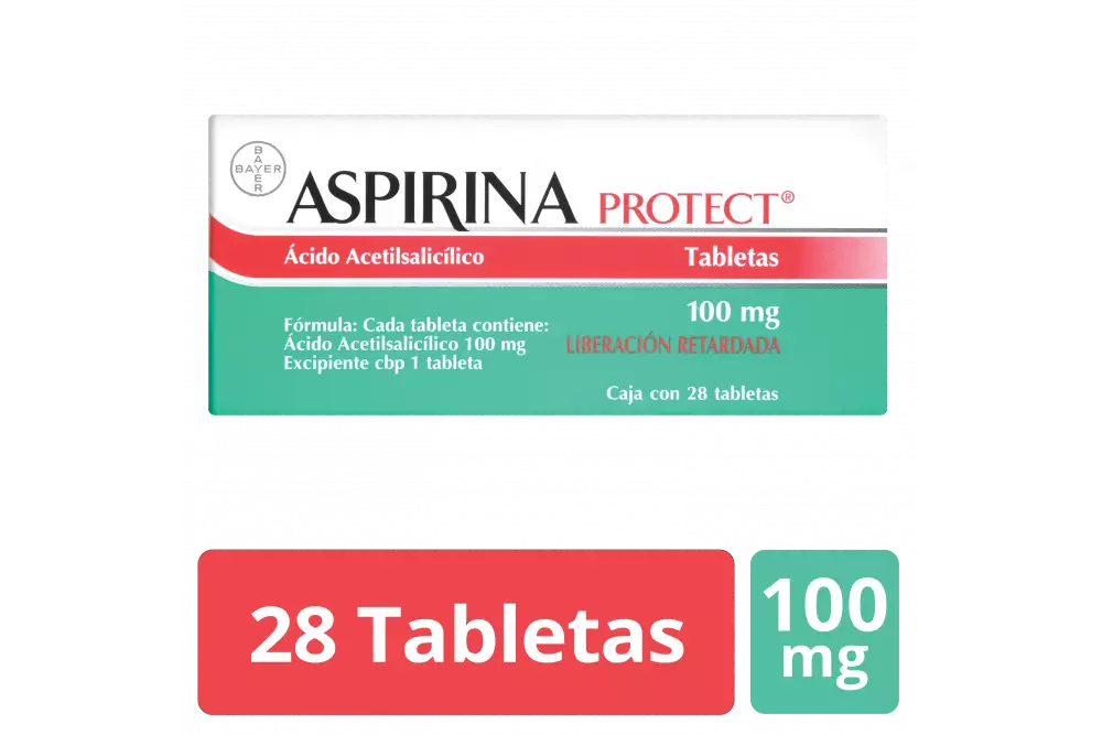 Aspirina Protect 28 tab. Tabletas (liberación prolongada) Lab. Bayer (Ácido acetilsalicílico 100.000 mg)