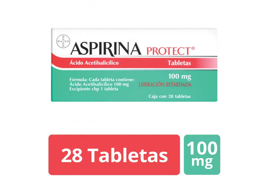 Aspirina Protect 28 tab. Tabletas (liberación prolongada) Lab. Bayer (Ácido acetilsalicílico 100.000 mg)