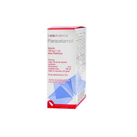 Paracetamol gotas pediátricas 20 ml, Lab. Beadvance (Paracetamol 100 mg / 1ml)