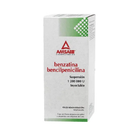 Benzatina Bencilpenicilina 1 ampula de 5 ml, Lab. AMSA (Benzatina Bencilpenicilina 1,200,000 UI / 5 ml)