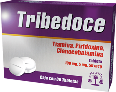 Tribedoce 30 Tab. Tabletas Lab. Bruluart (Tiamina (Vitamina B1) 100.000 mg , Cianocobalamina (Vitamina B12) 50.000 mcg , Piridoxina (Vitamina B6) 5.000 mg)