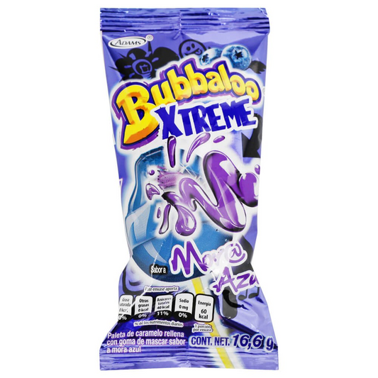 Paleta Bubbaloo Xtreme Mora Azul 16.6 g / 1 paleta  Adams