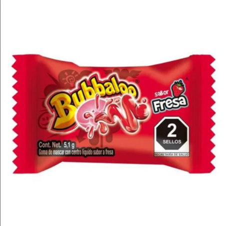 Chicle Bubbaloo Fresa 1 pza, Adams