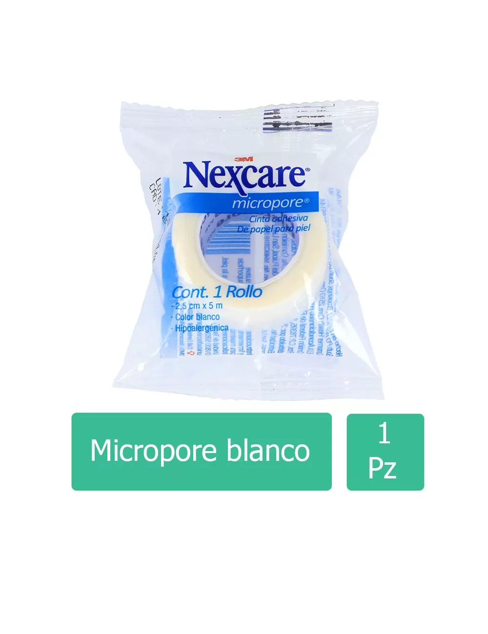 Cinta Micropore Blanco 1" 2.5 cm x 5 m, 3M